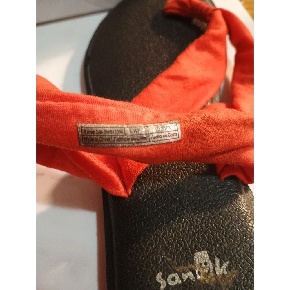 Sanuk Sling Back Sandal Yoga Orange‎ Black Size 7W